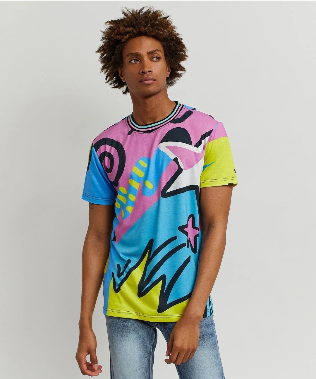Rare Men Relax Allover Print "Fresh Prince Inspired" Graphic Tee Large gallery