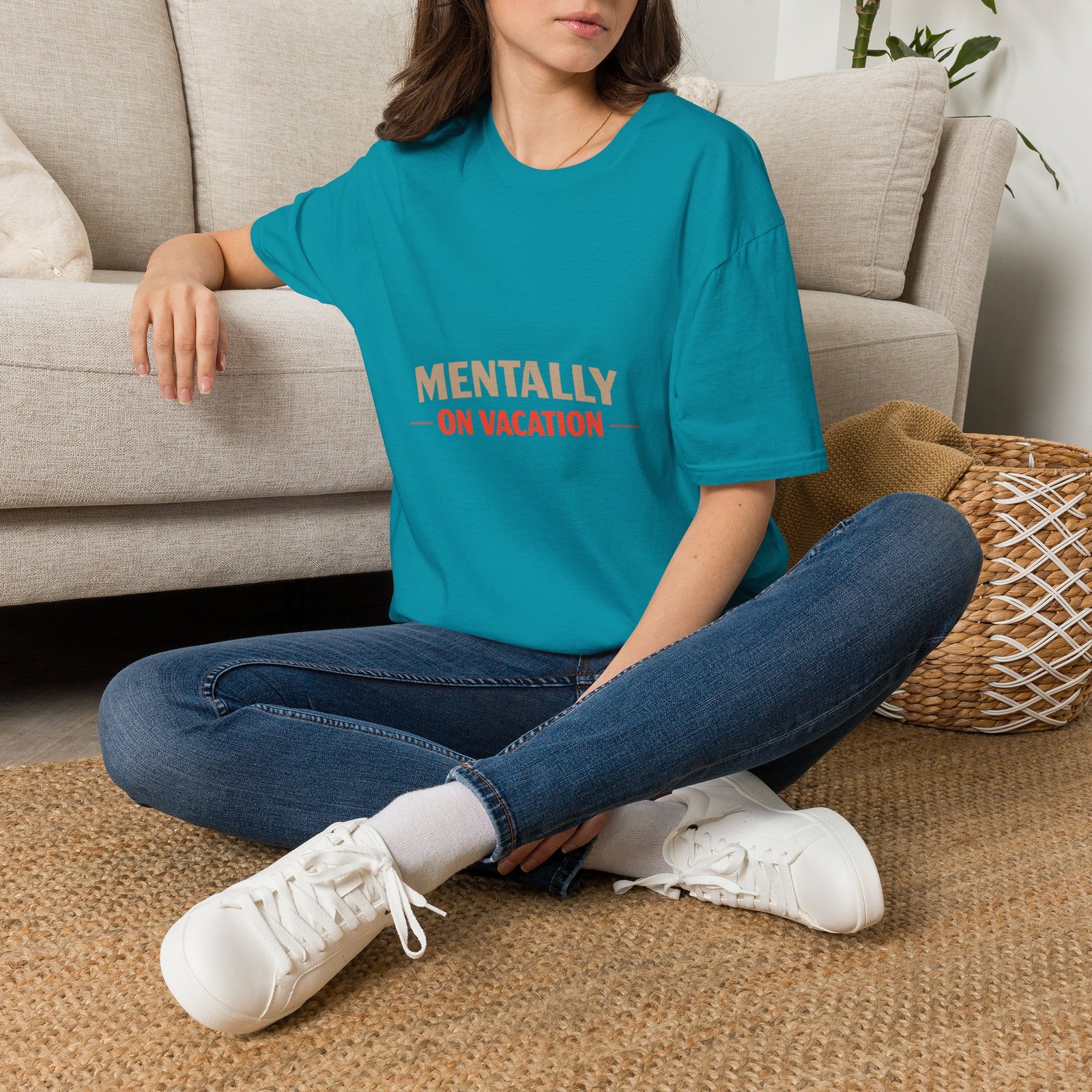 Mentally On Vacation Retro Minimalist Graphic Tee | Unisex Vintage Style Shirt gallery