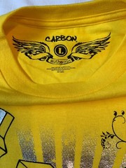 CARBON Authentic Yellow Foil Graphic T-shirt Men’s Large Made In USA NWOT