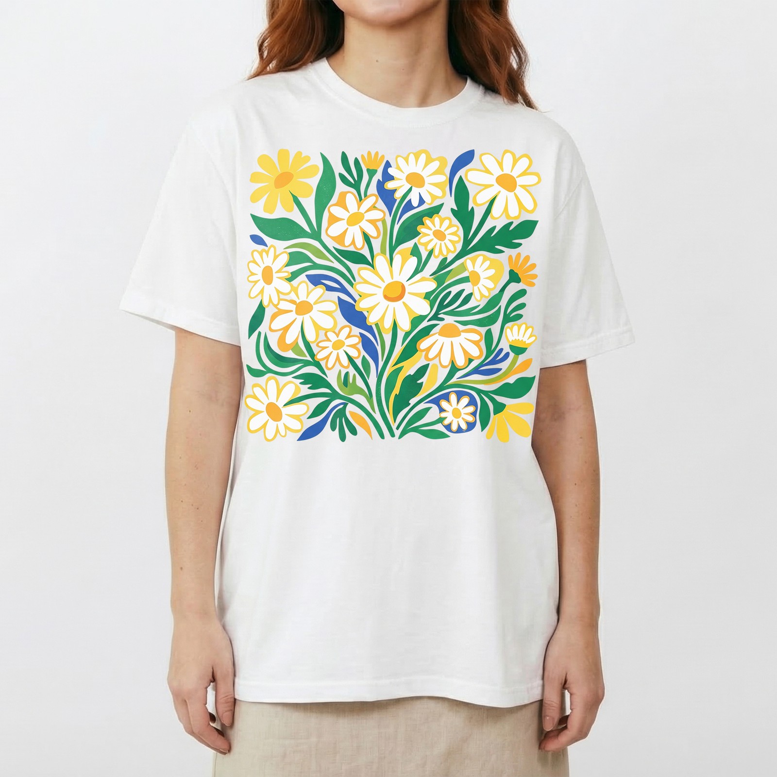 Groovy Floral Daisy T-Shirt Colorful Botanical Wildflower Nature Spring Tee gallery