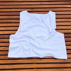 Lifeguard custom printed Mens White 100% cotton super short crop tank top