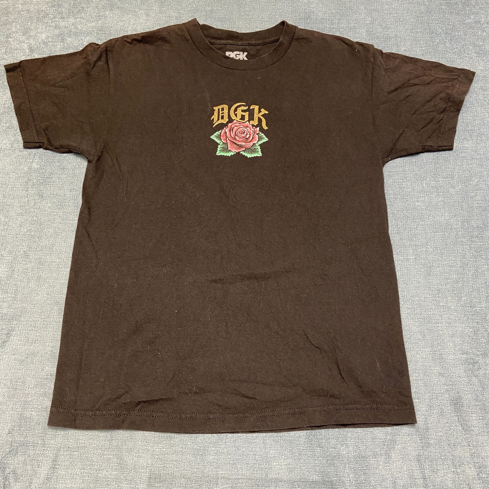 DGK Guadalupe T Shirt Mens Medium Black Rose Graphic Classic Short Sleeve