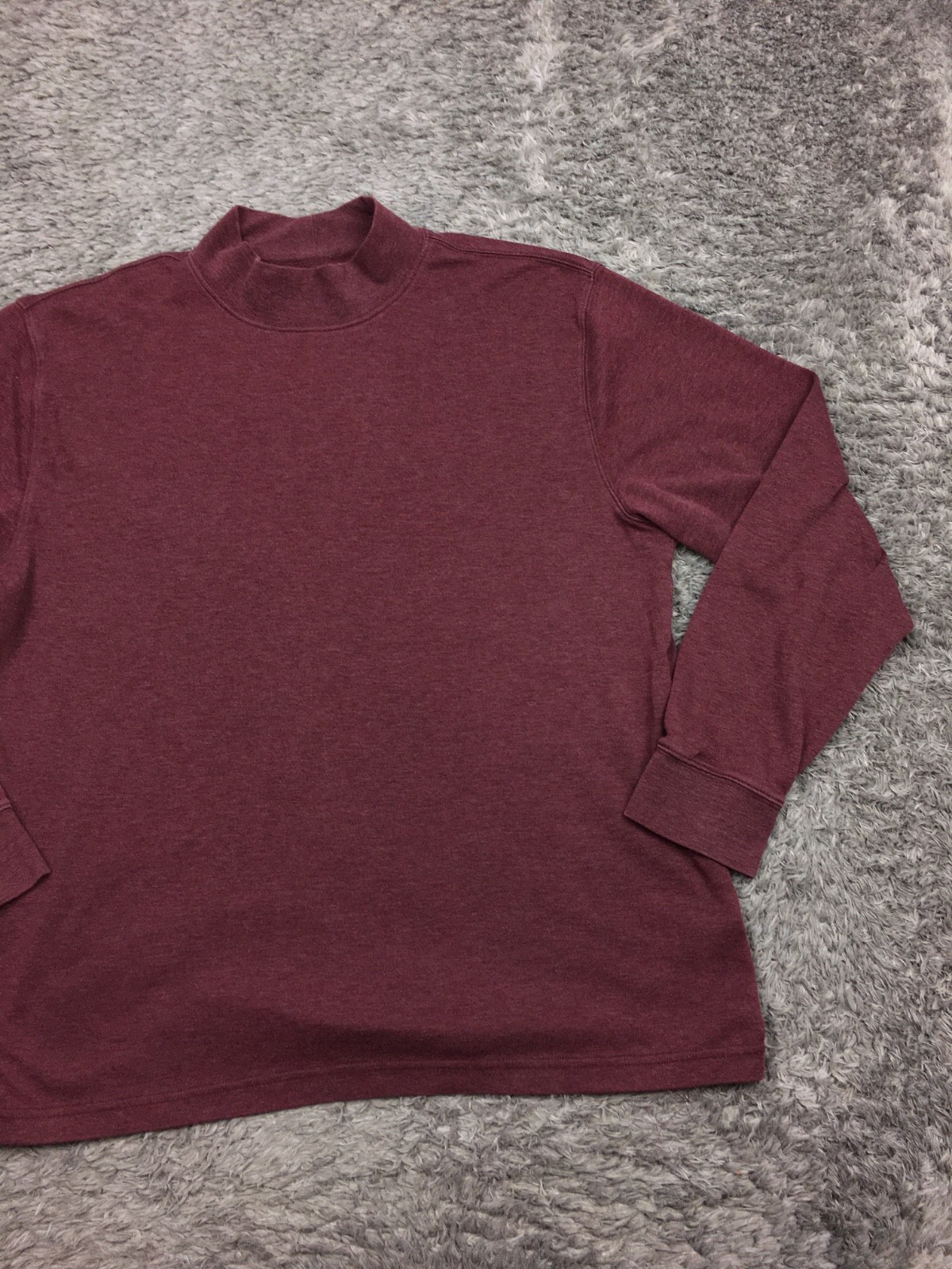 St Johns Bay Mock Neck Shirt Mens Size Large Red Cotton Blend gallery