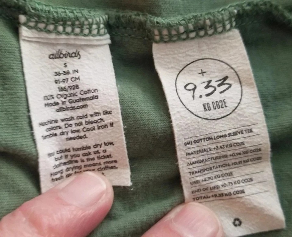 Allbirds Mens Organic Cotton Long Sleeve T-Shirt Hazy Cargo Green Small Eco Tee gallery