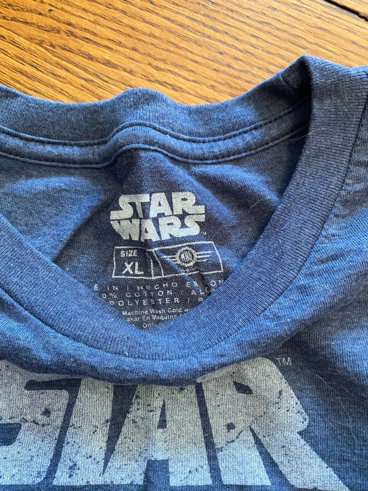 2 Star Wars Men's Short Sleeve T-Shirt Crew Neck Heather Blue and black Size XL gallery