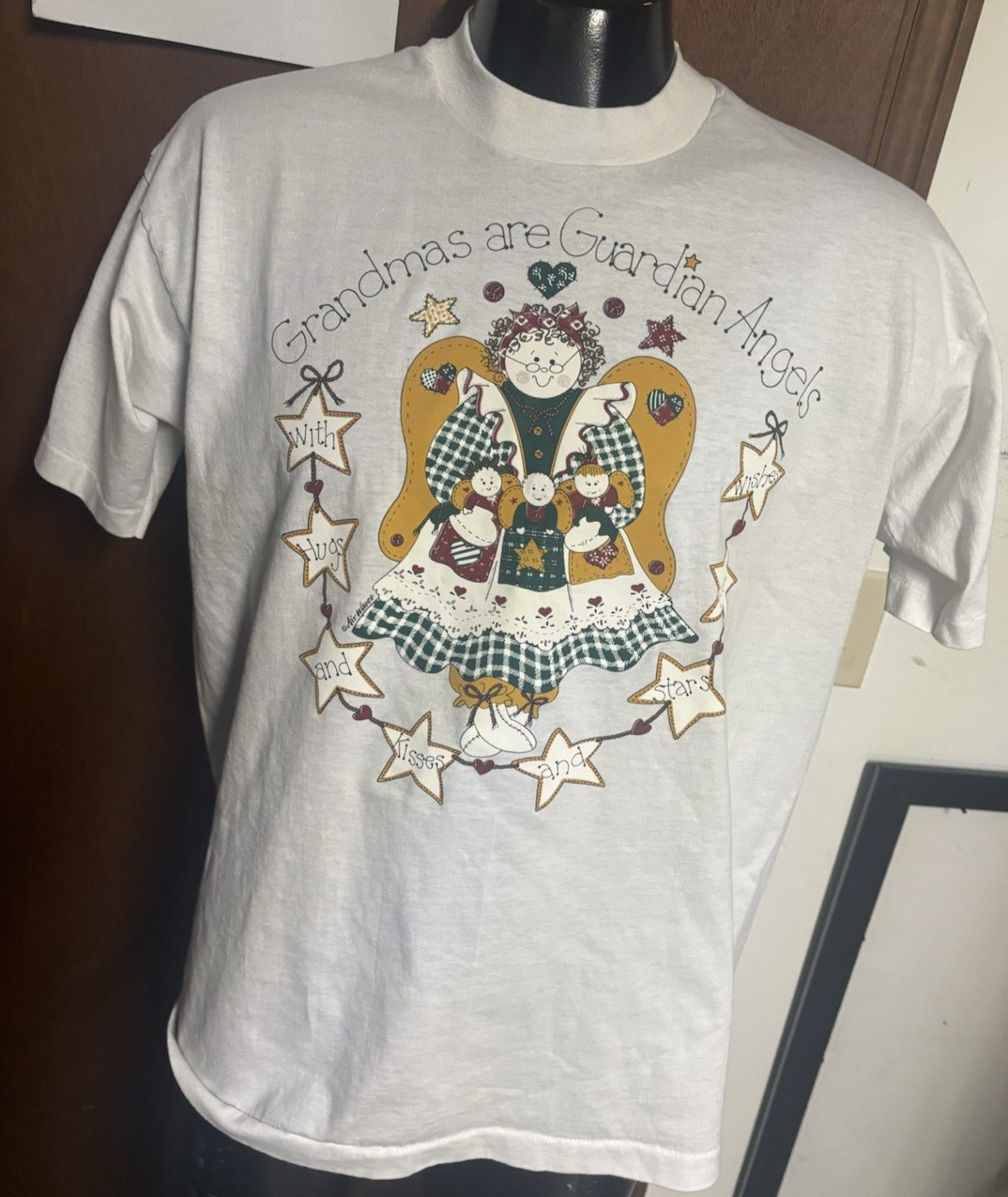 Vtg USA 90s Grandma Guardian Angels T Tee Shirt XL Granny-Core Fruit of The Loom gallery