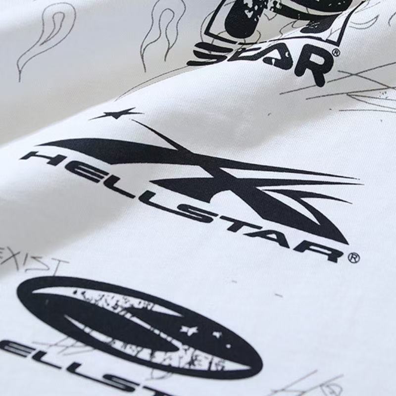 Hellstar Streetwear Collection Allover Sketch Signature White Graphic T-Shirt gallery