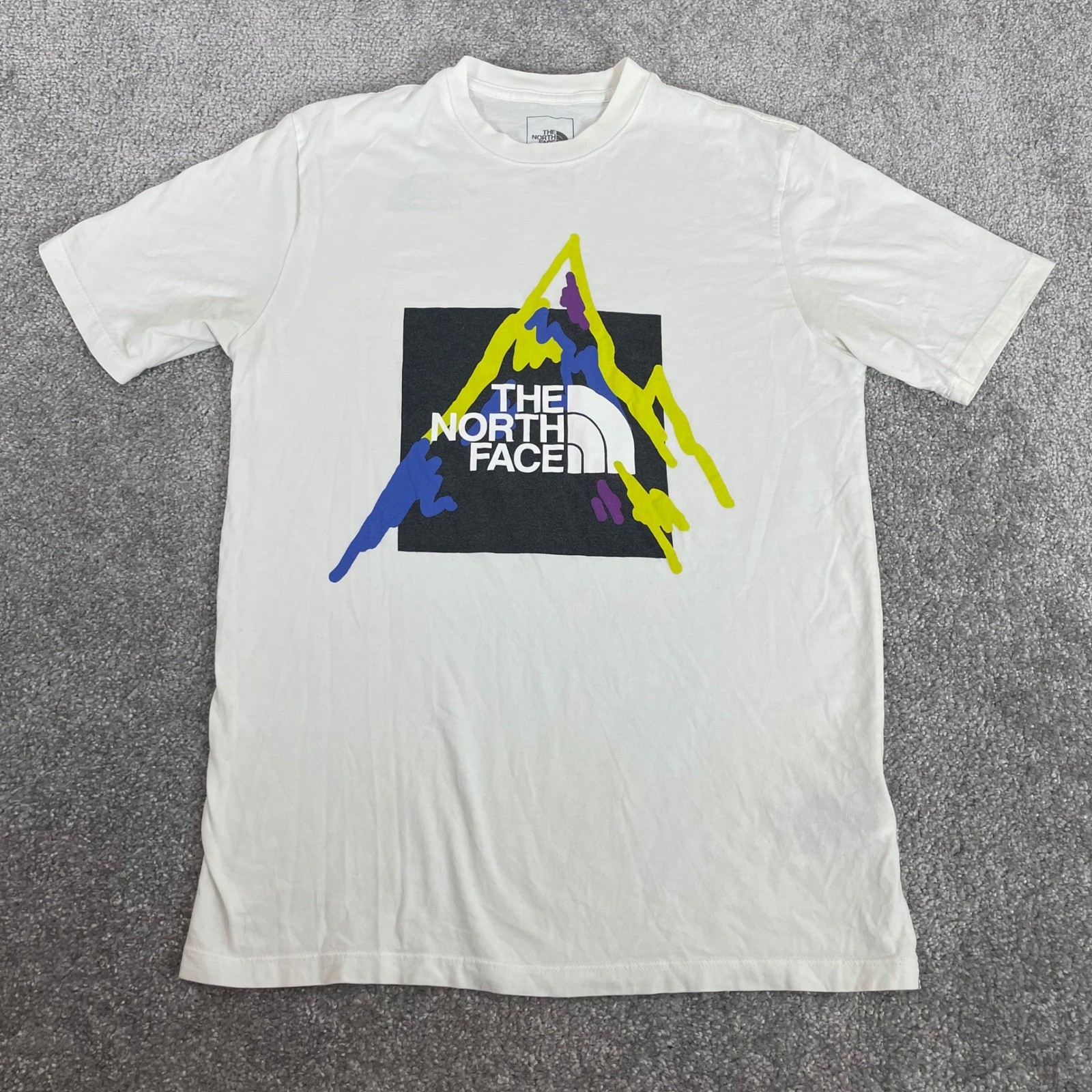 North Face T Shirt Mens Small Mountain Graphic Hiking White