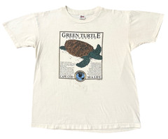 Vintage Green Turtle Endangered Cape Cod Sea Life Shirt Single Stitch XL Cuffy