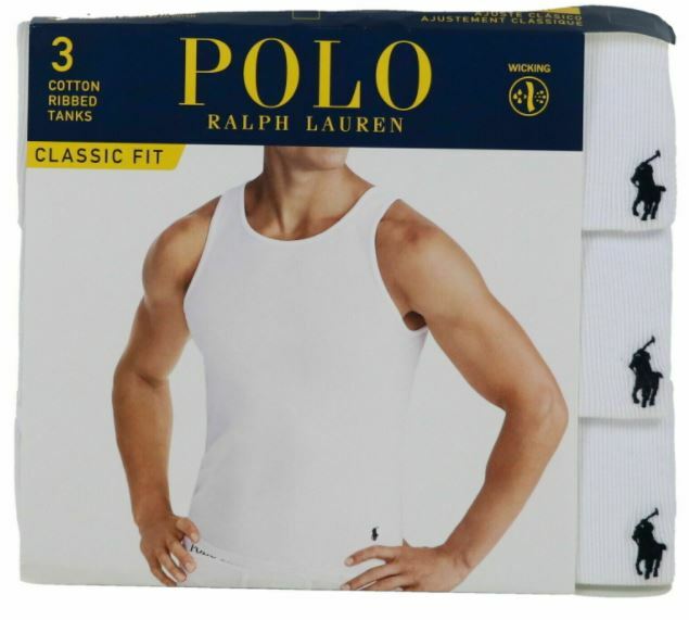 3 GENUINE POLO RALPH LAUREN COTTON WHITE TANKS T-SHIRTS UNDERSHIRTS S M L XL XXL gallery