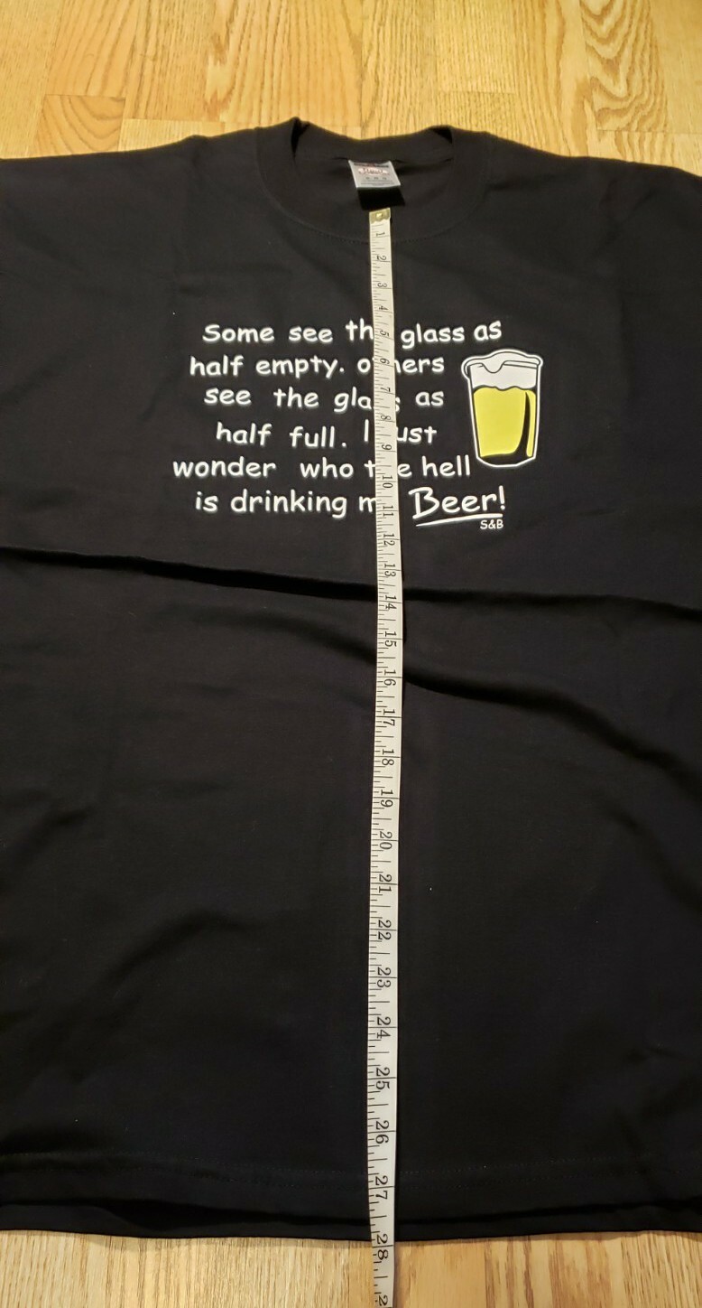 BEER DRINKING Glass half empty Men's T-Shirt XL Black Short Sleeve Jerzees NICE gallery
