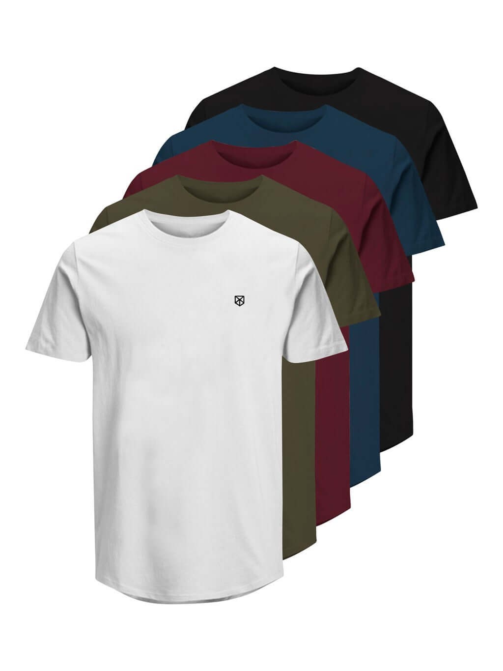 Jack & Jones 5 Pack JPRBLABRODY 100% Cotton Crew Neck T-Shirts – Assorted