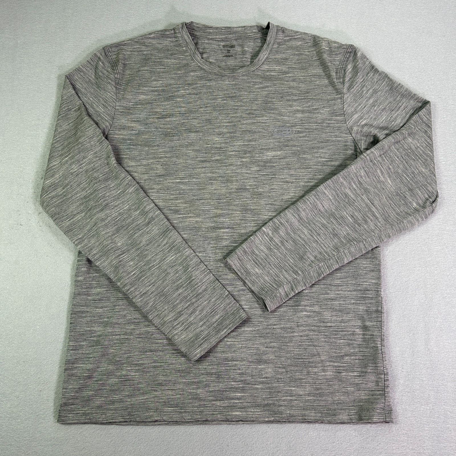 Icebreaker Men's T-shirt Medium Grey Long Sleeve Crew Neck 100% Merino Wool gallery