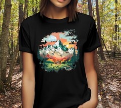 Classic Outdoor Wilderness Mountain Scene Graphic T-Shirt, Unisex S – XL