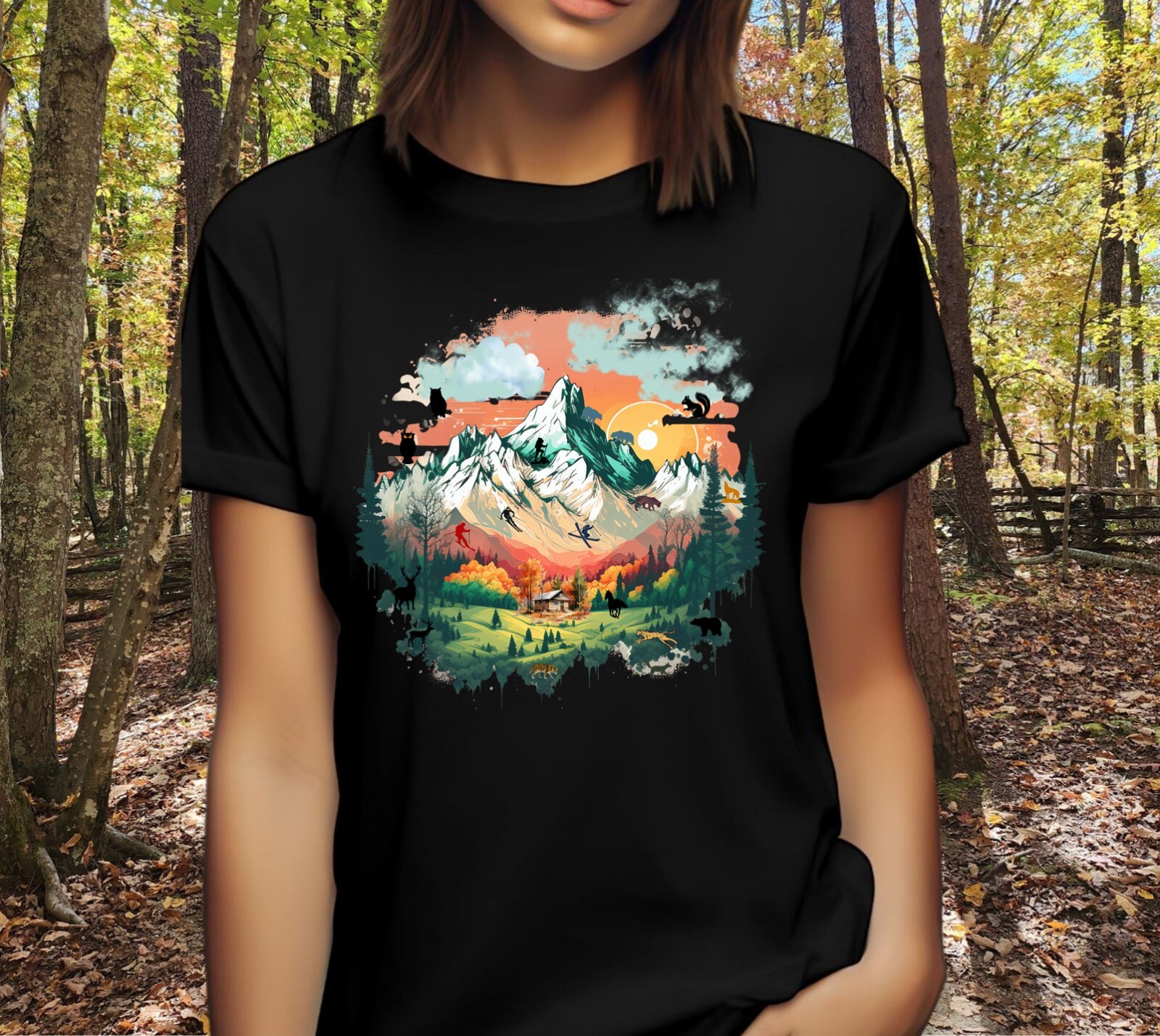 Classic Outdoor Wilderness Mountain Scene Graphic T-Shirt, Unisex S - XL gallery