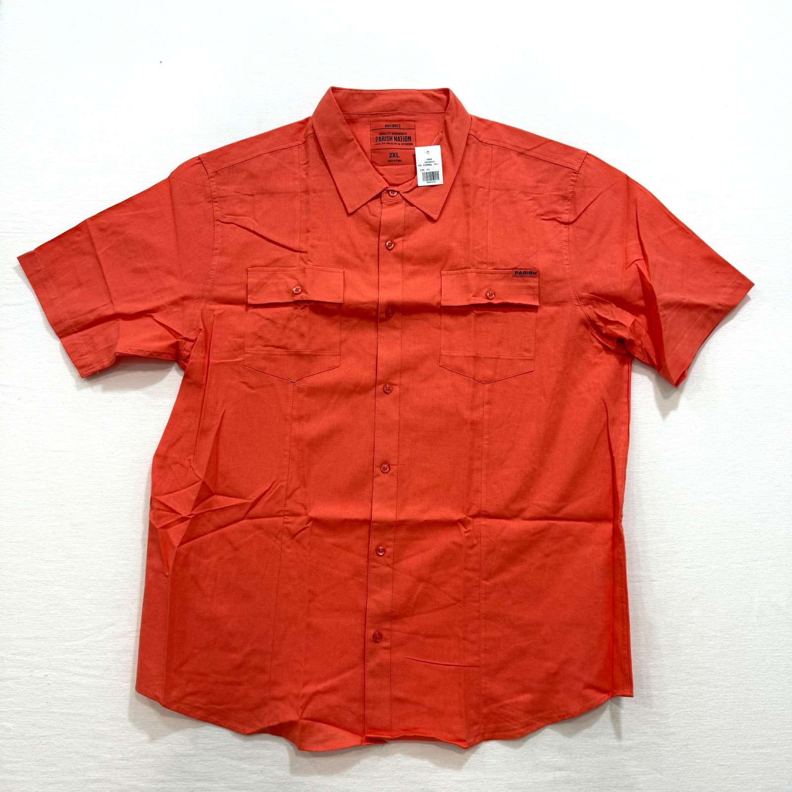 Paris Nation Men’s Button Down Shirt Salmon Color Linen Blend Comfort 2XL-4XL