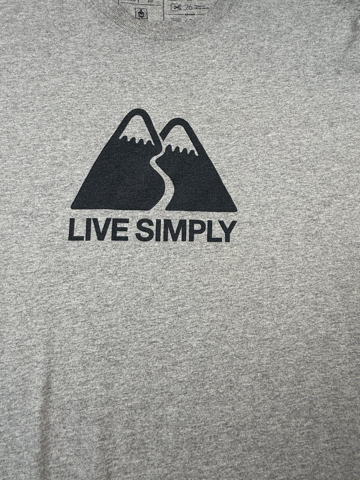Patagonia T-Shirt Men's XL Gray "Live Simply" Mountains Responsibili-Tee gallery