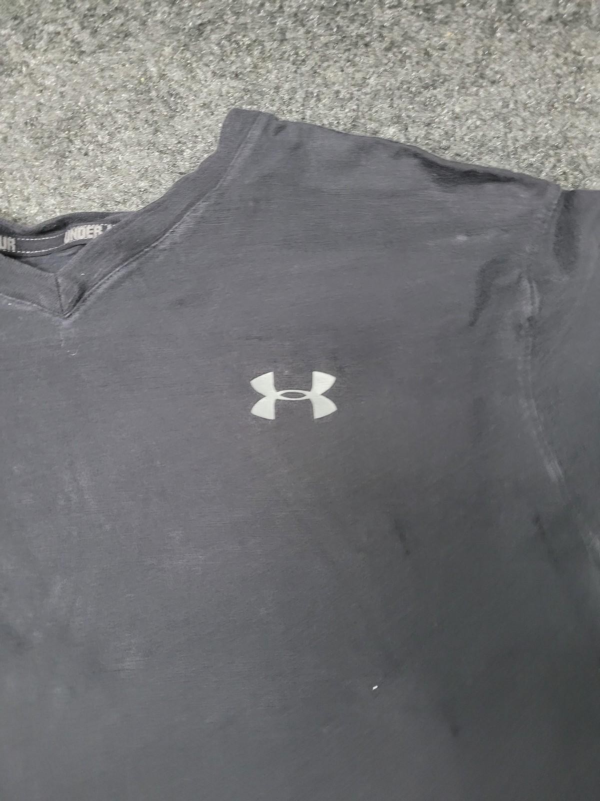 Under Armour Shirt Mens Large Black HeatGear Logo Crew Neck Moisture Wicking gallery