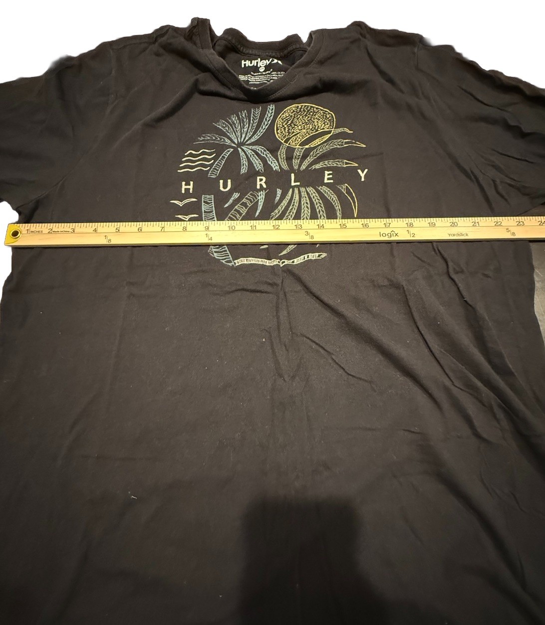 Hurley Palm Tree Graphic T Shirt Mens XXL Black Surf Beach Cotton Tee gallery