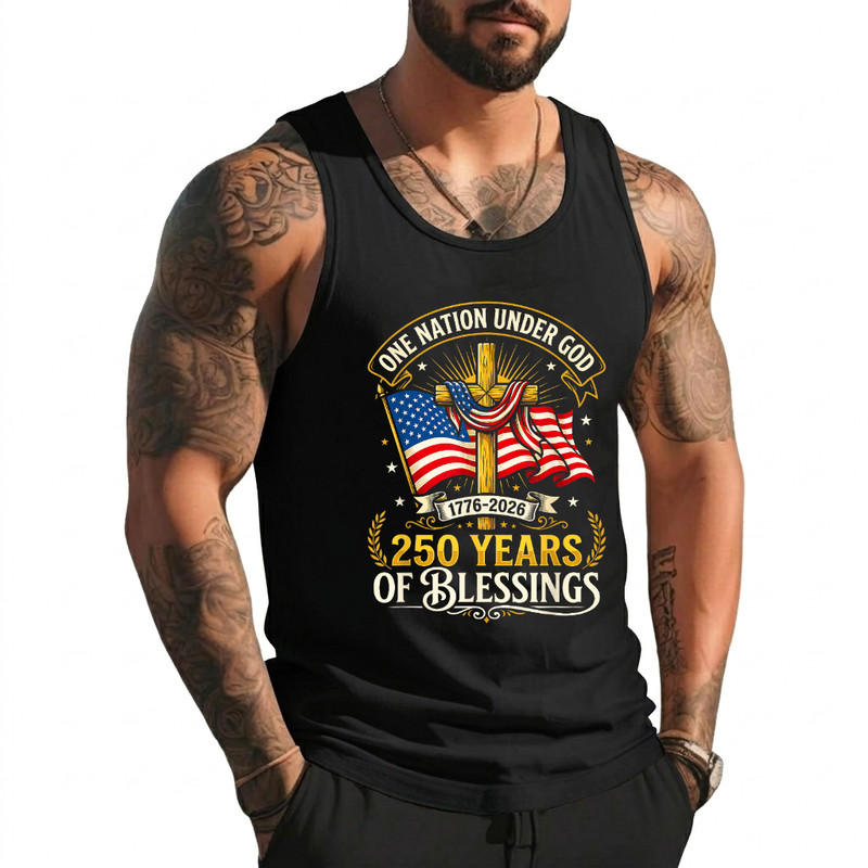 Freedom 250th Anniversary Flag Christian God Patriotic USA Tank Top