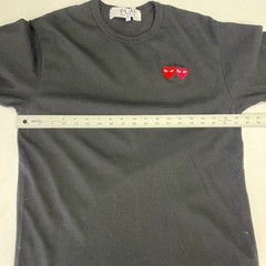 Comme des Garcons Play Mens Double Heart Logo T-Shirt Black Size Large