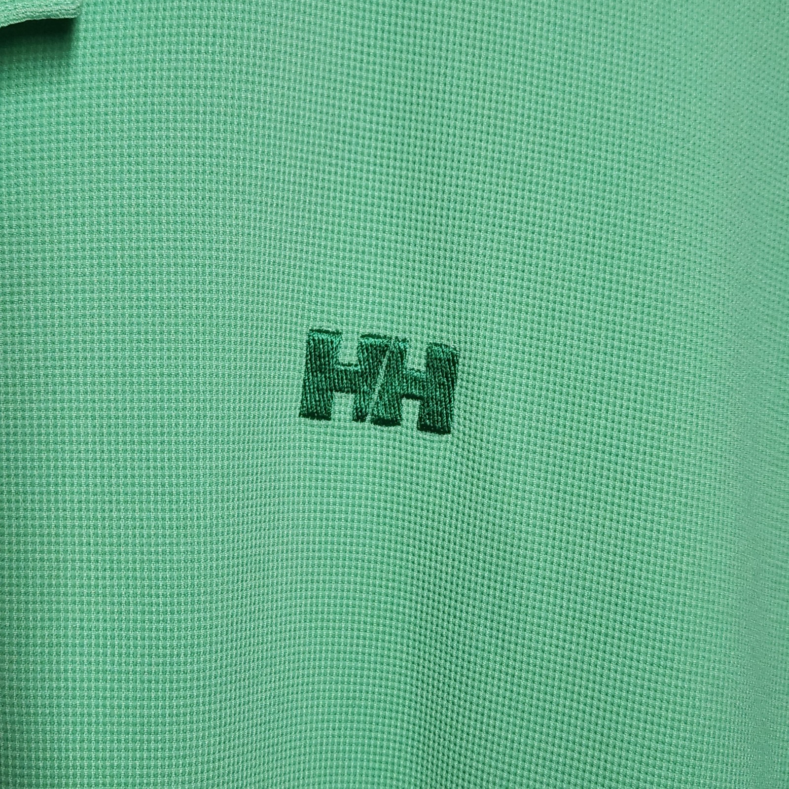 Helly Hansen Polo Shirt Men Size L Large Green HH Logo Textured Polyamide gallery