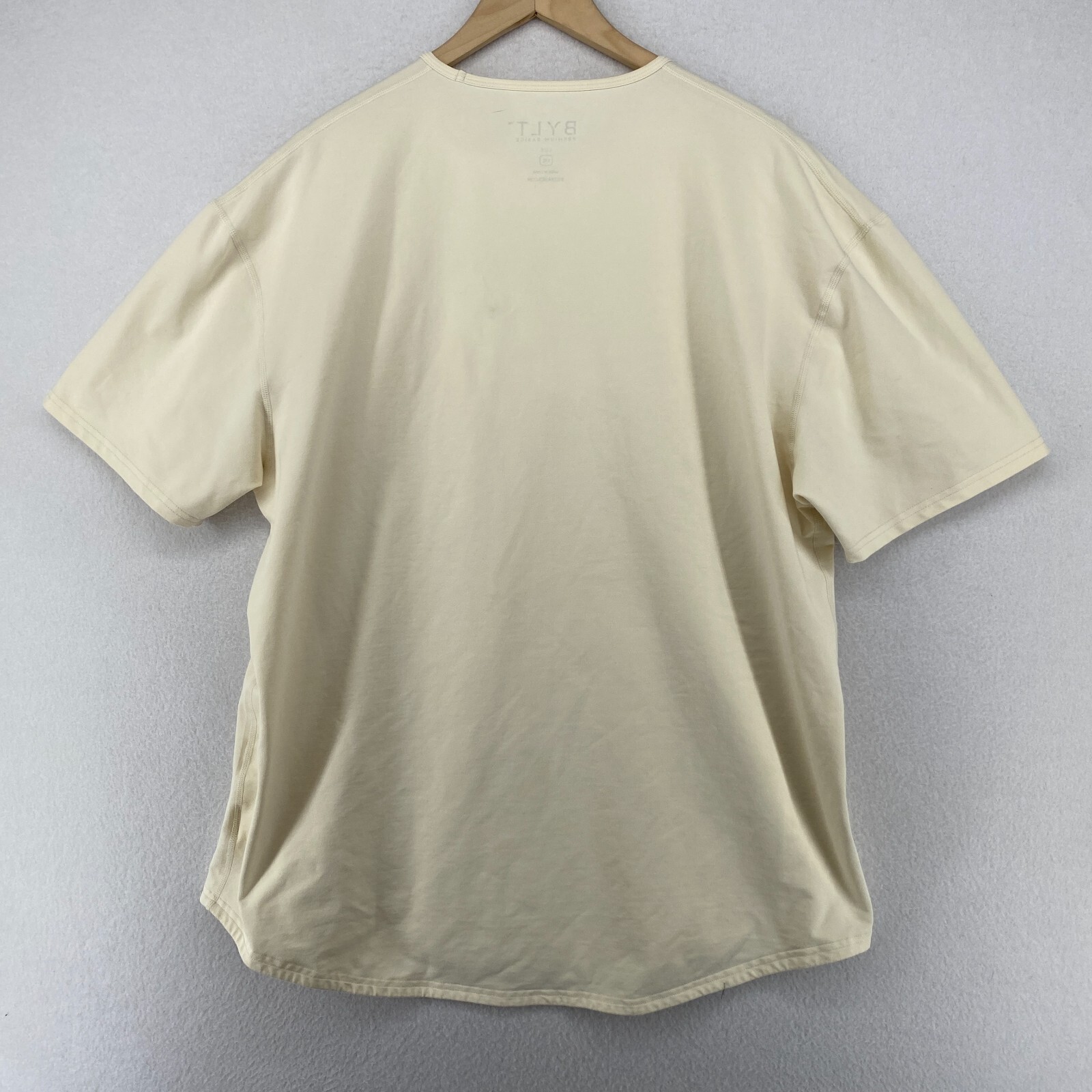 BYLT Shirt Mens 2XL LUX Drop Cut Premium Basics Gym Short Sleeve Off Ivory gallery