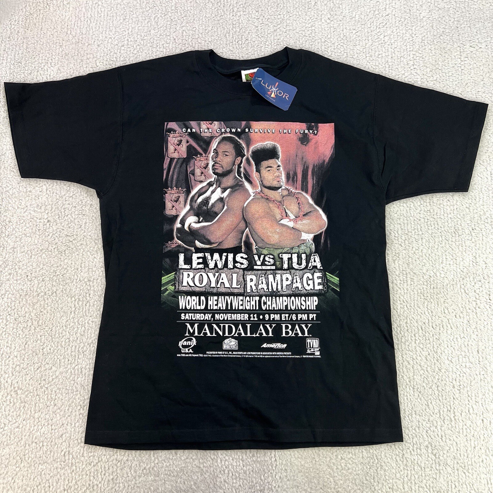 Vtg Lennox Lewis Vs David Tua Royal Rampage Boxing Promo T-Shirt 2000 Mens Large