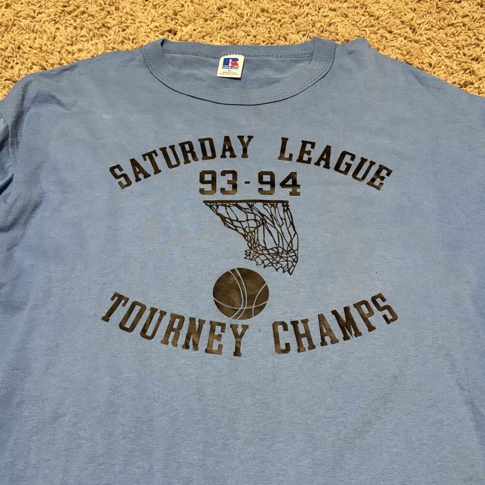 Vtg Russell Athletic XL Single Stitch Shirt USA Made 1993-94 Saturday Basketball gallery