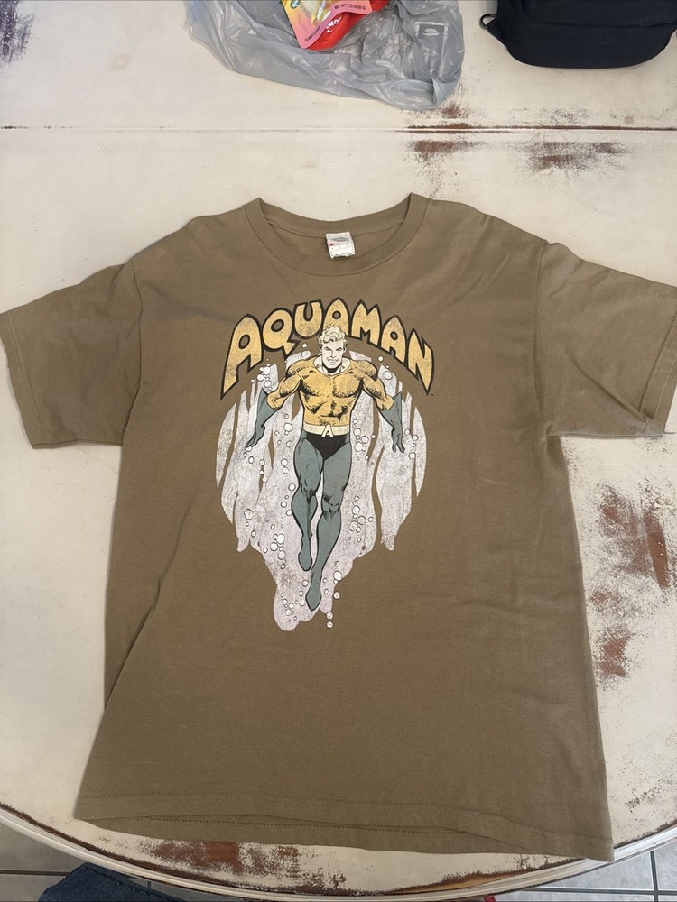 Aquaman Shirt Mens Large Black DC Comics Originals Graphic Superhero Tee T-Shirt