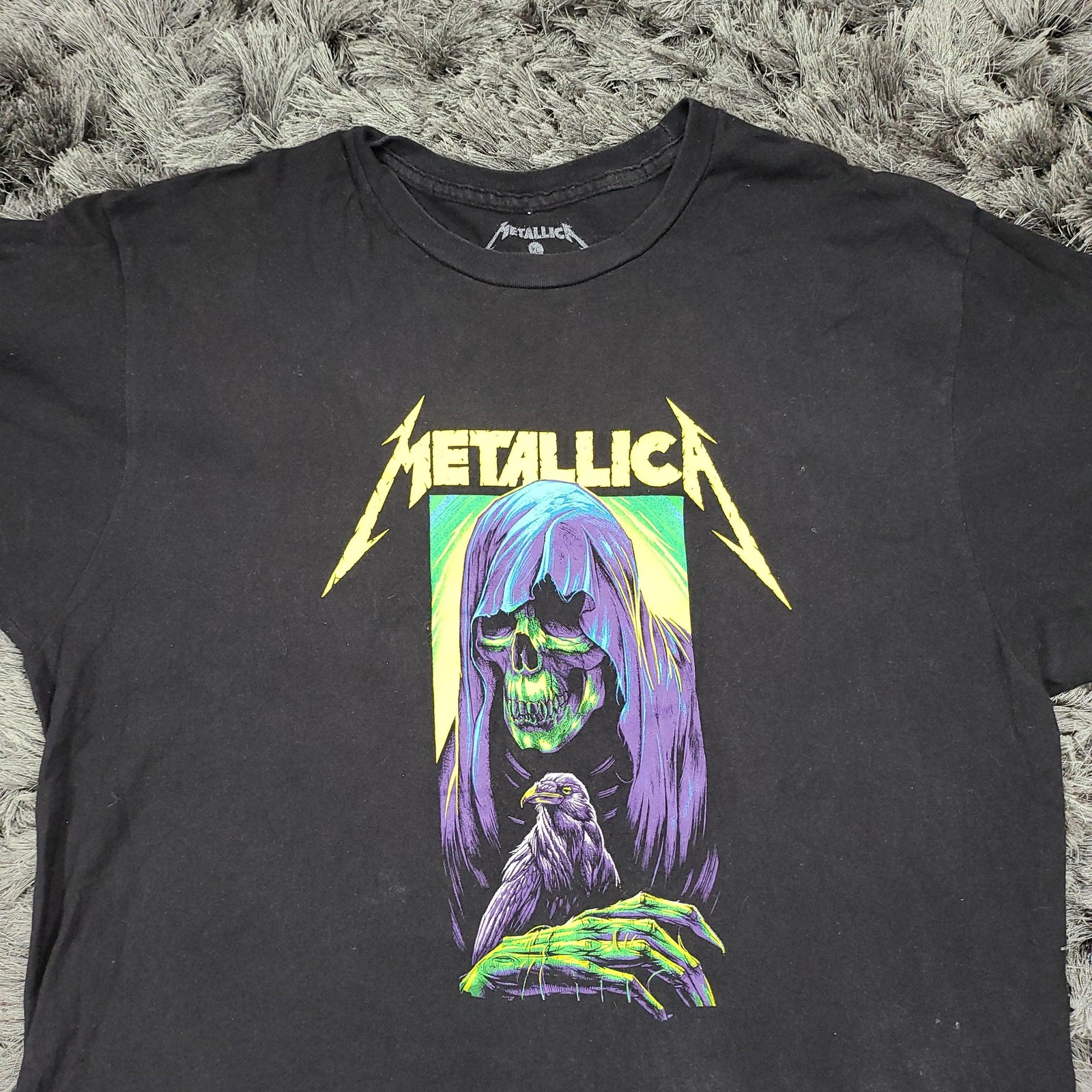 Metallica Shirt Mens Large Black Grim Reaper Raven Skull Rock Metal Music Band gallery