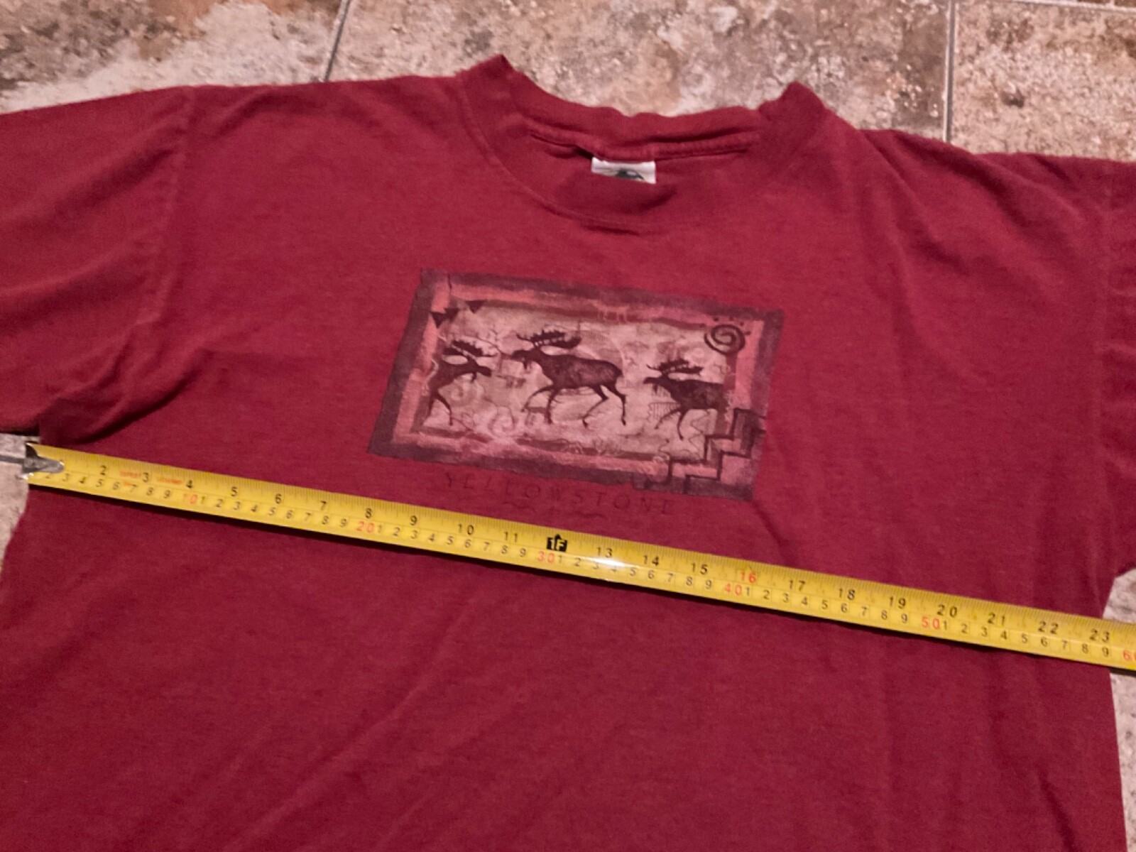VINTAGE YELLOWSTONE ECO MOUNTAIN MOOSE GRAPHIC T-SHIRT ( MENS 2XL ) BRICK RED gallery