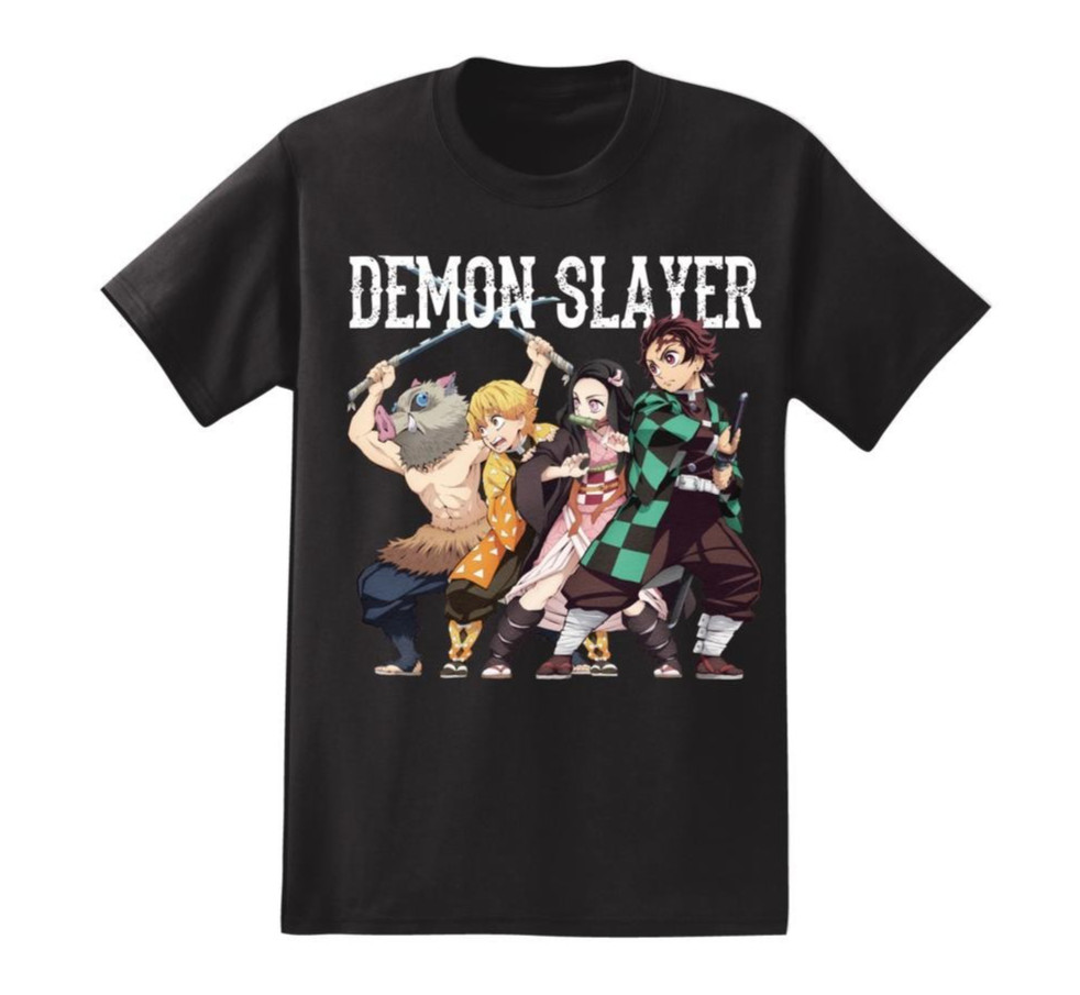 NEW! Demon Slayer Kimetsu no Yaiba Anime Cast Graphic T-shirt Black 2XL NWT