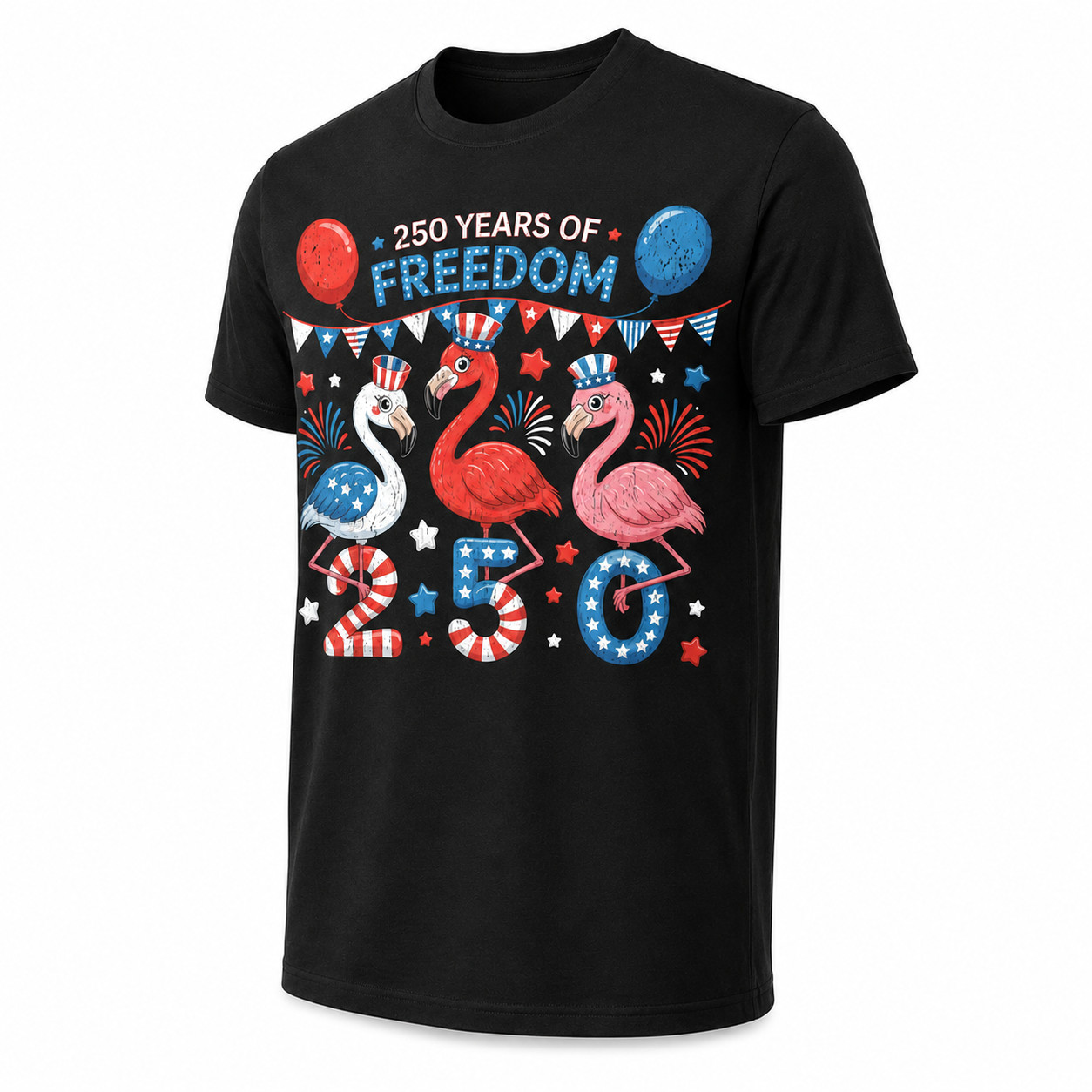 Flamingos Patriotic 250 Years of Freedom Spirit Men Women T-Shirt gallery