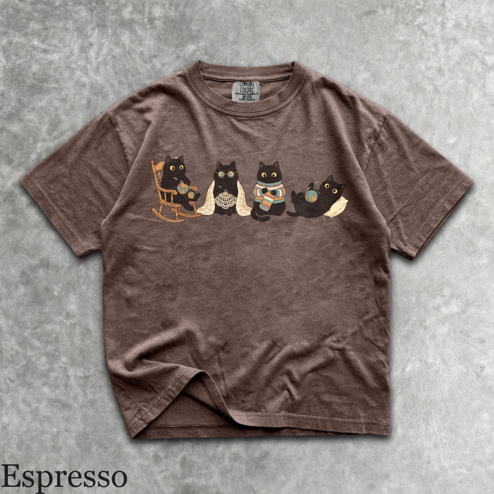 Cats Crocheting T-shirt Vintage Men & Women's Unisex Graphic Tee T-Shirt gallery