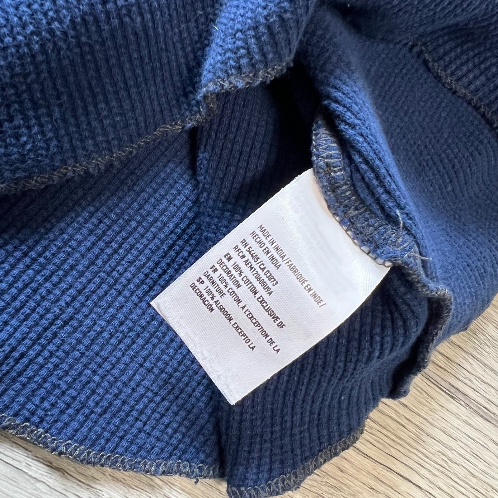 American Eagle Henley Mens Large Blue Waffle Knit Long Sleeve Thermal Shirt gallery