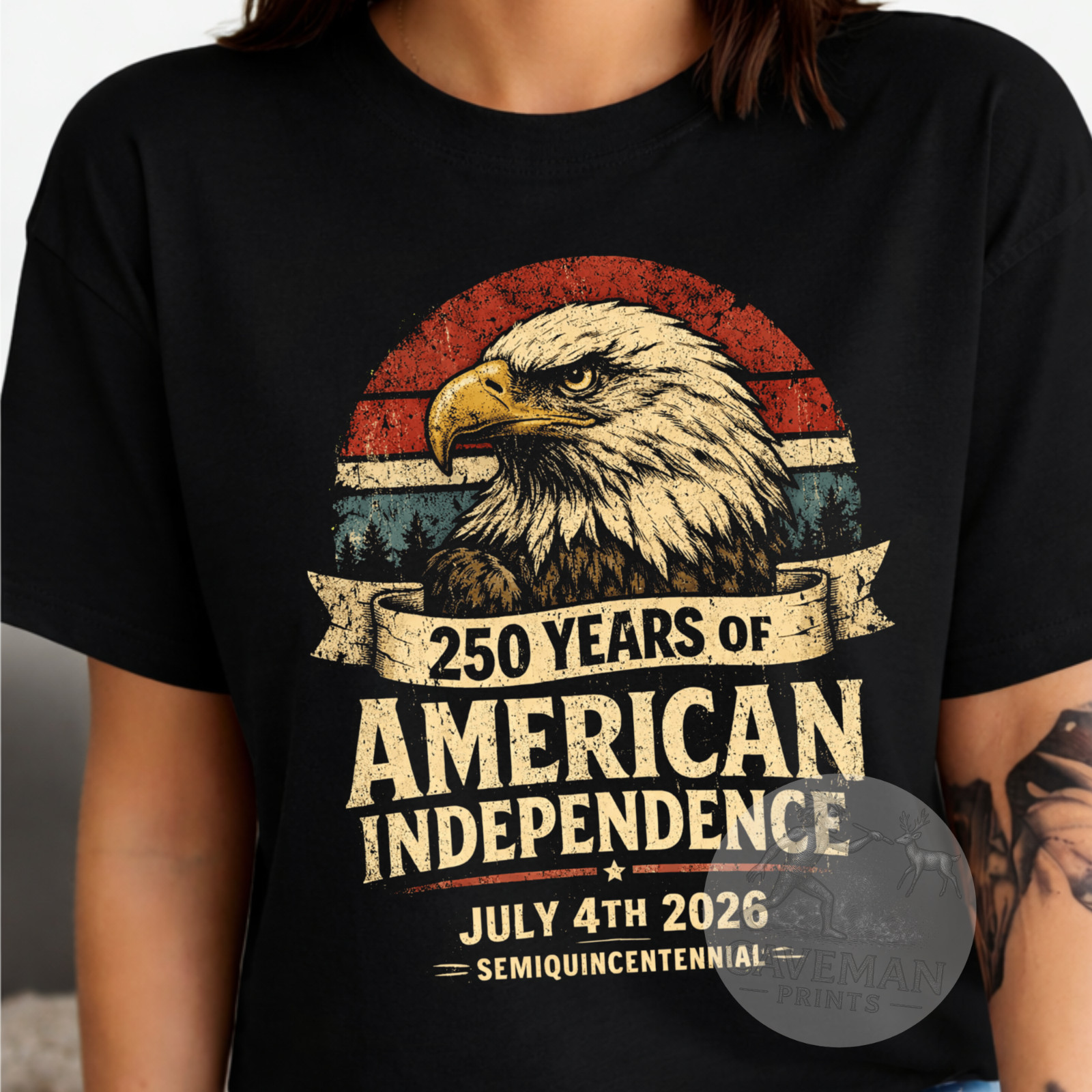 250 Years Of Freedom T-Shrt Patriot American Eagle T-Shirt