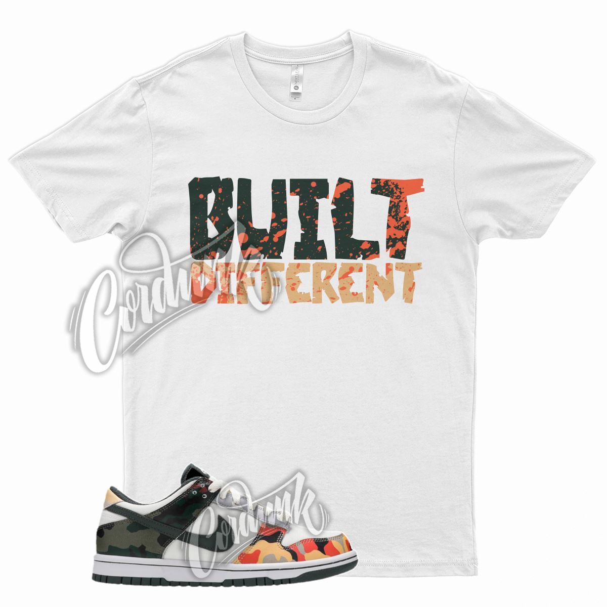 WHT BUILT T Shirt for N Dunk Low Sail Multi Camo Vintage Green Total Orange gallery