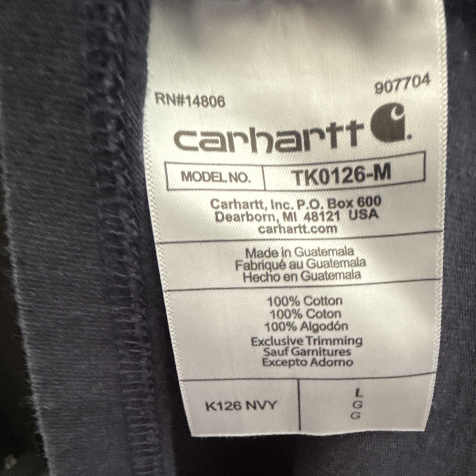 Carhartt K126 Loose Fit Pocket T-Shirt L Navy Crew Neck Long Sleeve gallery