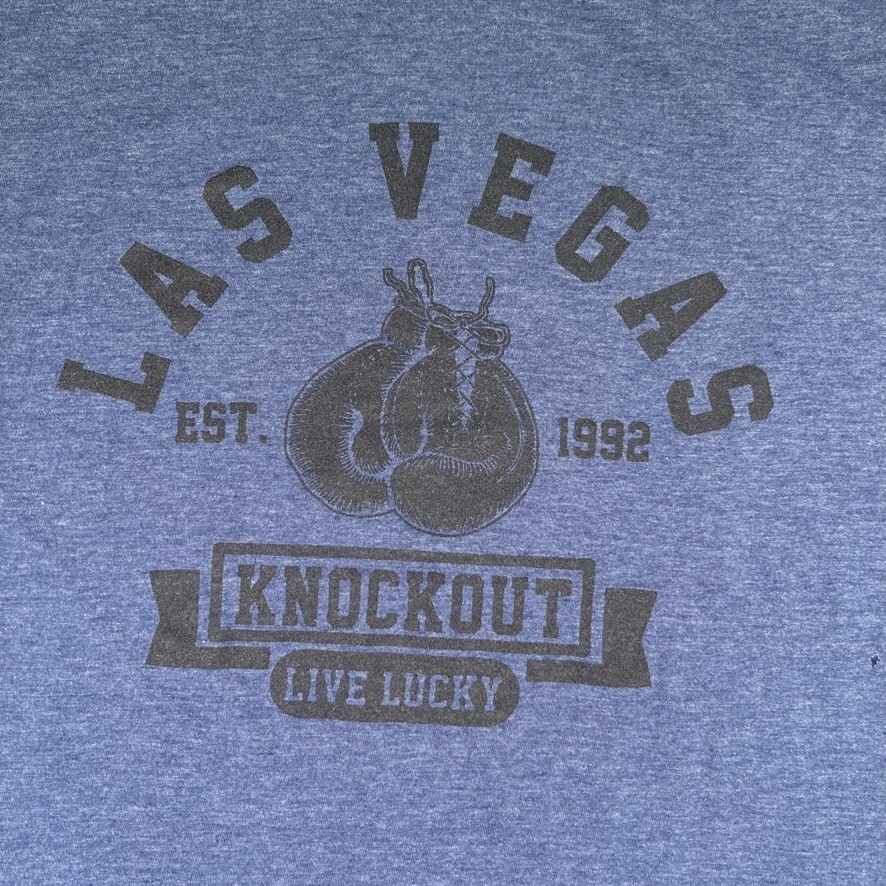Las Vegas Shirt Men Small Knockout Live Lucky Boxing Glove Work Party Run Gym Fa gallery