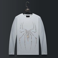 Fashion Spider Trend Rhinestone Long Sleeve Luxury Men T-Shirt Plus Size 6XL