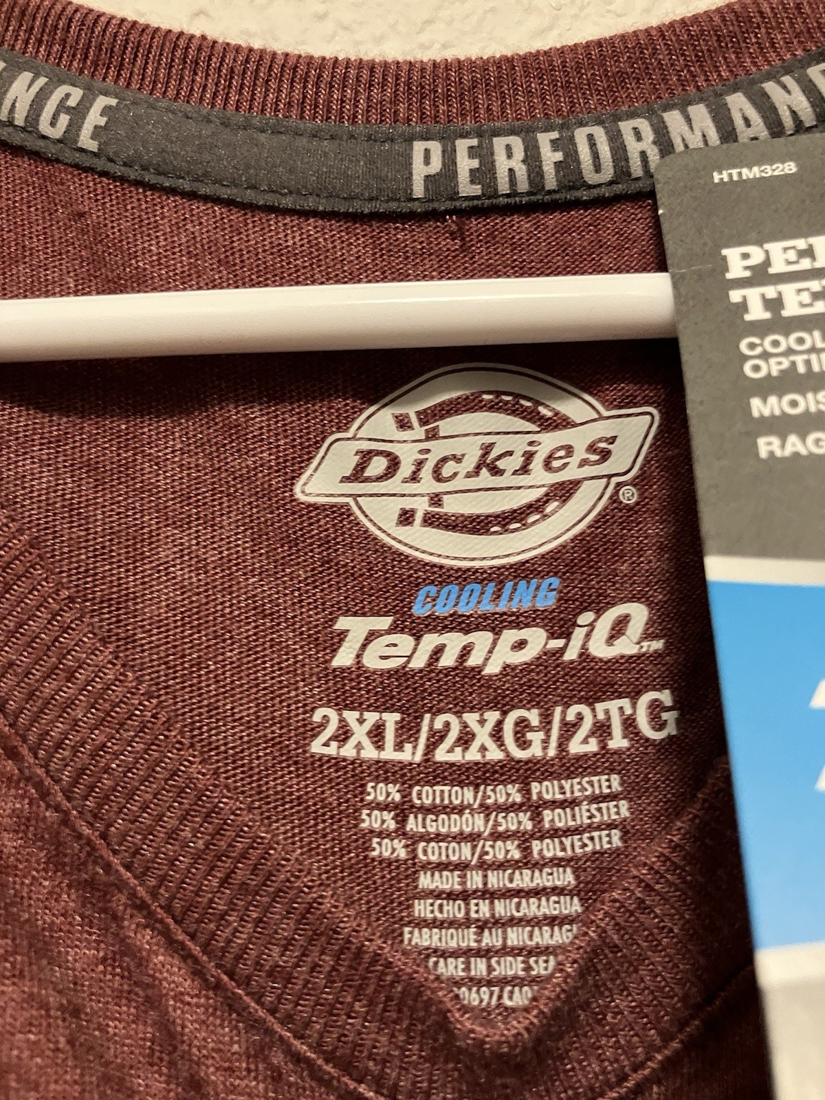 Dickies Performance Tee, Temp-iq Maroon 2-XL Size, Moisture Wicking gallery