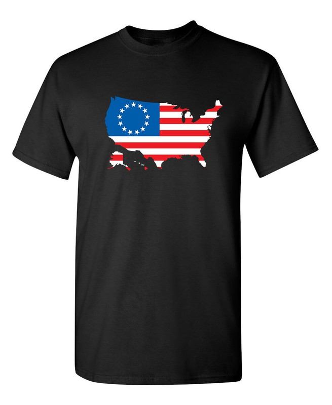 Betsy Ross USA Shaped Flag Sarcastic Humor Graphic Novelty Funny T Shirt