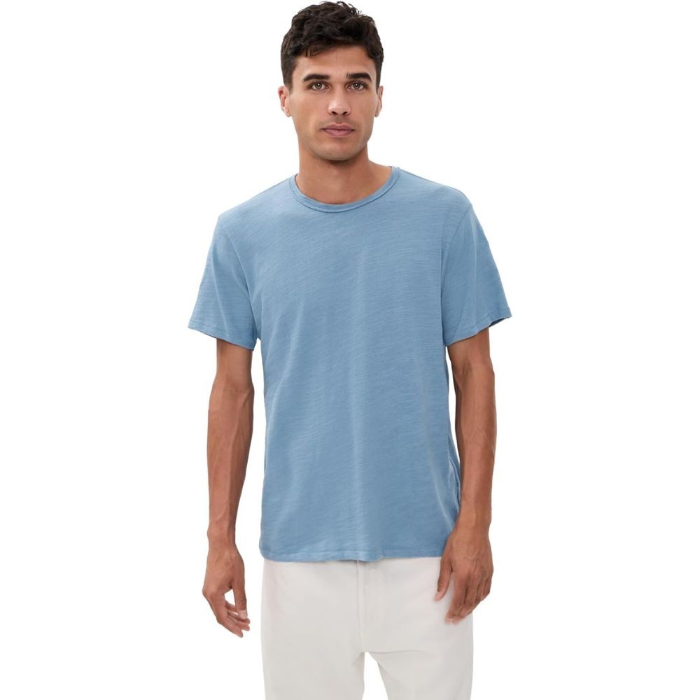 Rag & Bone Mens Fog Blue Classic Crew Neck Pull On Short Sleeve Cotton Flame Tee gallery