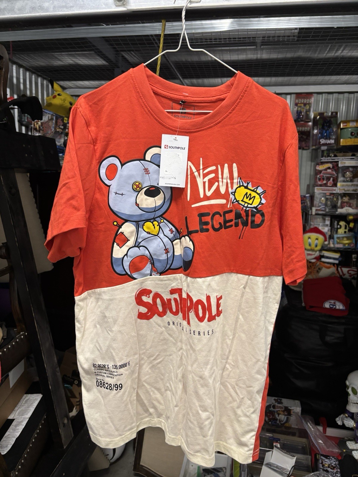 Southpole T Shirt Huggie Bear NWT Size Sm New Legend Msrp $47 Orange & Cream Y2K