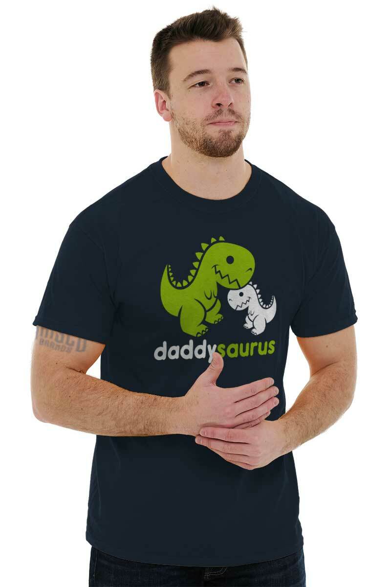 Daddysaurus Dinosaur Husband Father Dad Gift Mens Casual Crewneck T Shirts Tees gallery