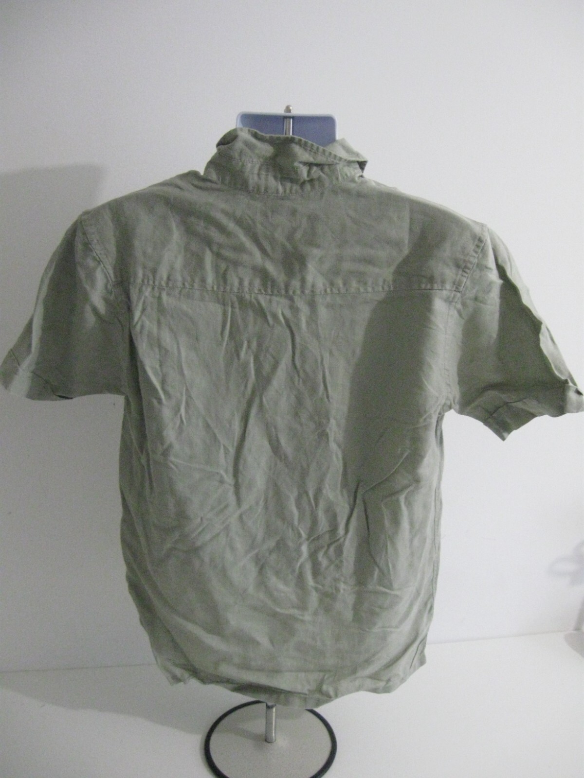 GEORGE MENS PURE 100% LINEN KHAKI GREEN CAMPING SHIRT SMALL S gallery