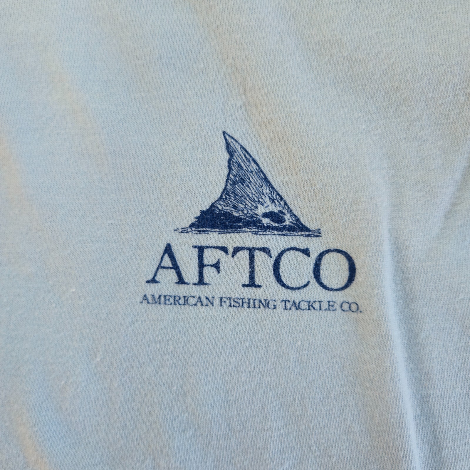 AFTCO American Fishing Tackle Co Shirt Men Medium Blue Graphic Print Cotton Logo gallery