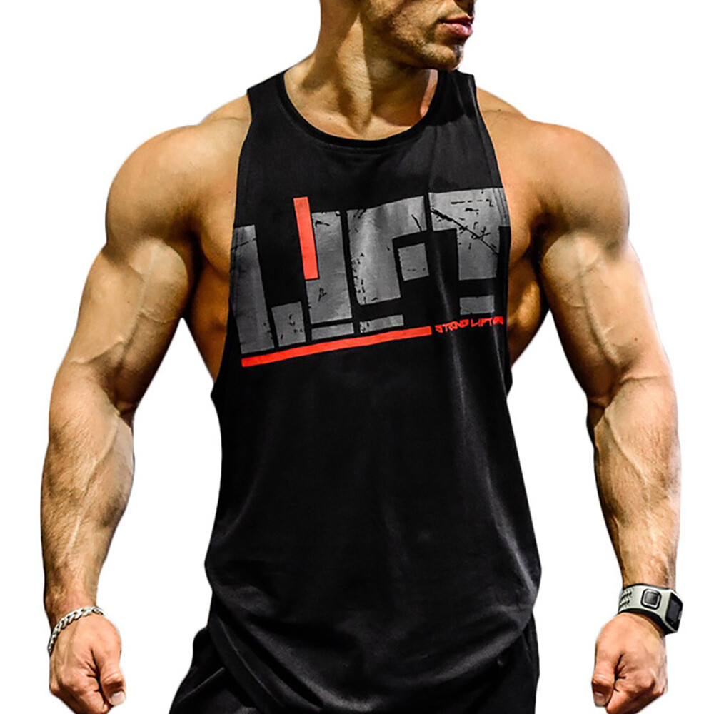 Men Workout Tank Top Sleeveless Gym Shirts Bodybuilding Fitness Muscle Tee Shirt gallery