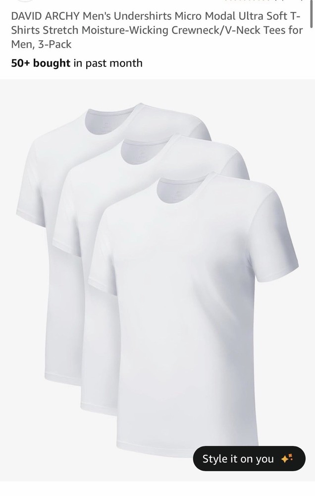 DAVID ARCHY Men’s Undershirts Micro Modal Ultra Soft T-Shirts – 3 Pack White XL